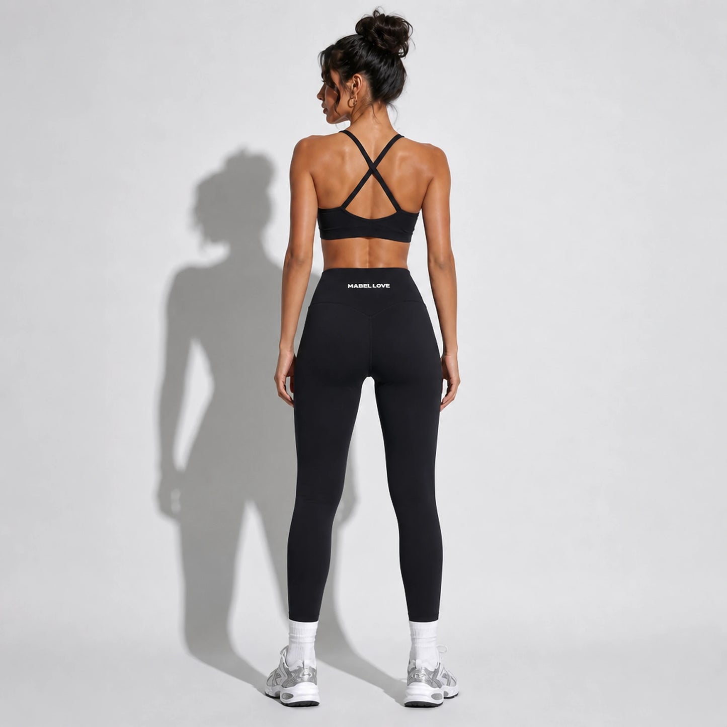 Set — Infinity bra + High-Waisted Yoga Leggings Black back on-model 2048