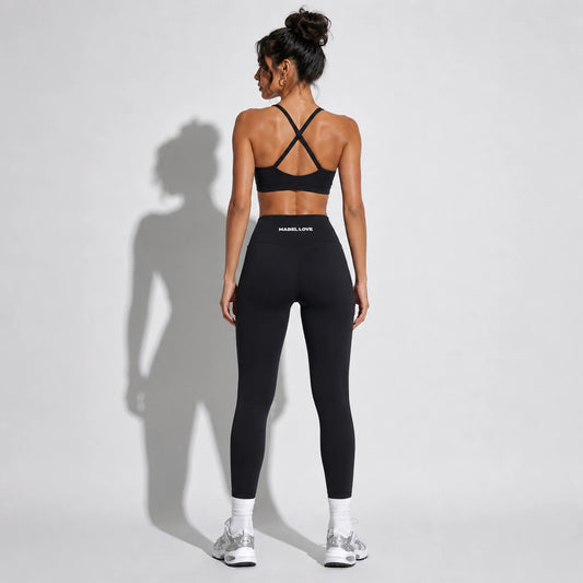 Set — Infinity bra + High-Waisted Yoga Leggings Black back on-model 2048