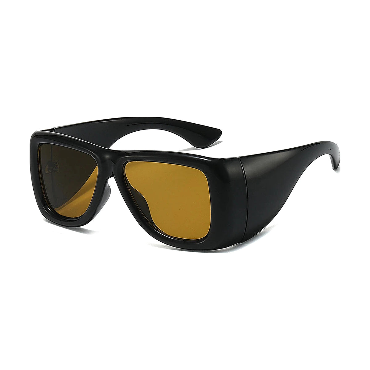 Bold Wrap Aviator Sunglasses — black brown front
