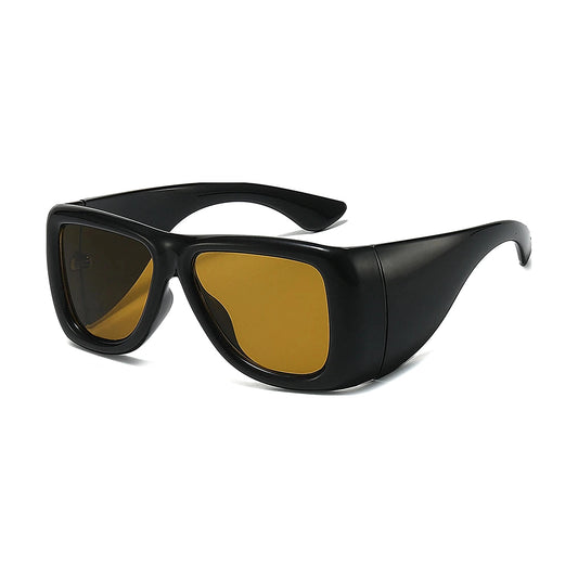 Bold Wrap Aviator Sunglasses — black brown front
