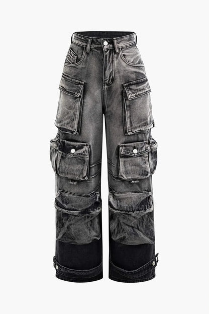Black Denim Cargo Pants
