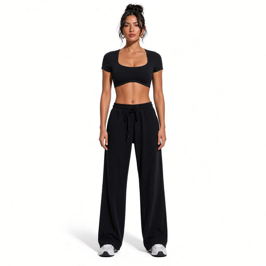 Square Crop top — Black front