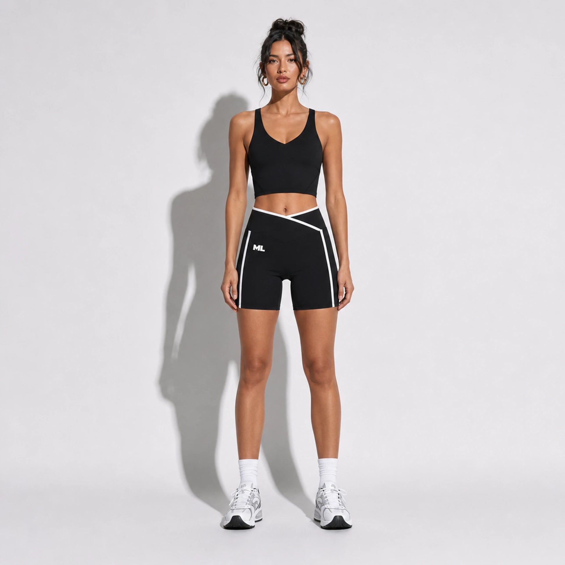 Tank + Biker set — black front on-model 2048