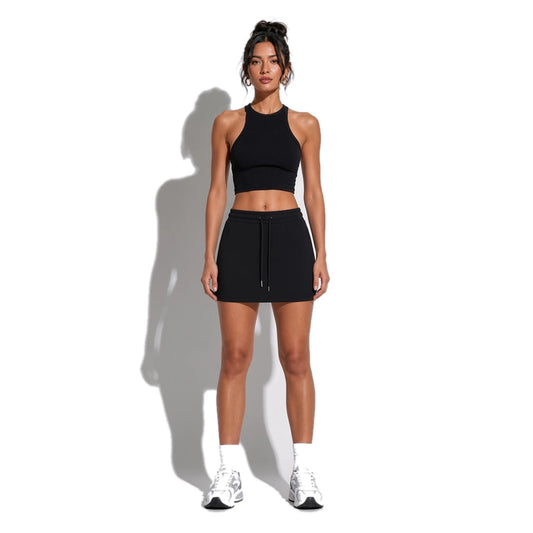 Essential Drawstring Skirt — Black front