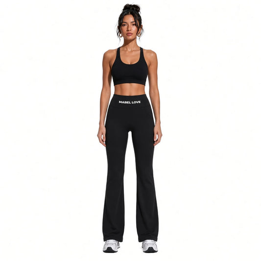 High-Rise Flare Leggings — Black front
