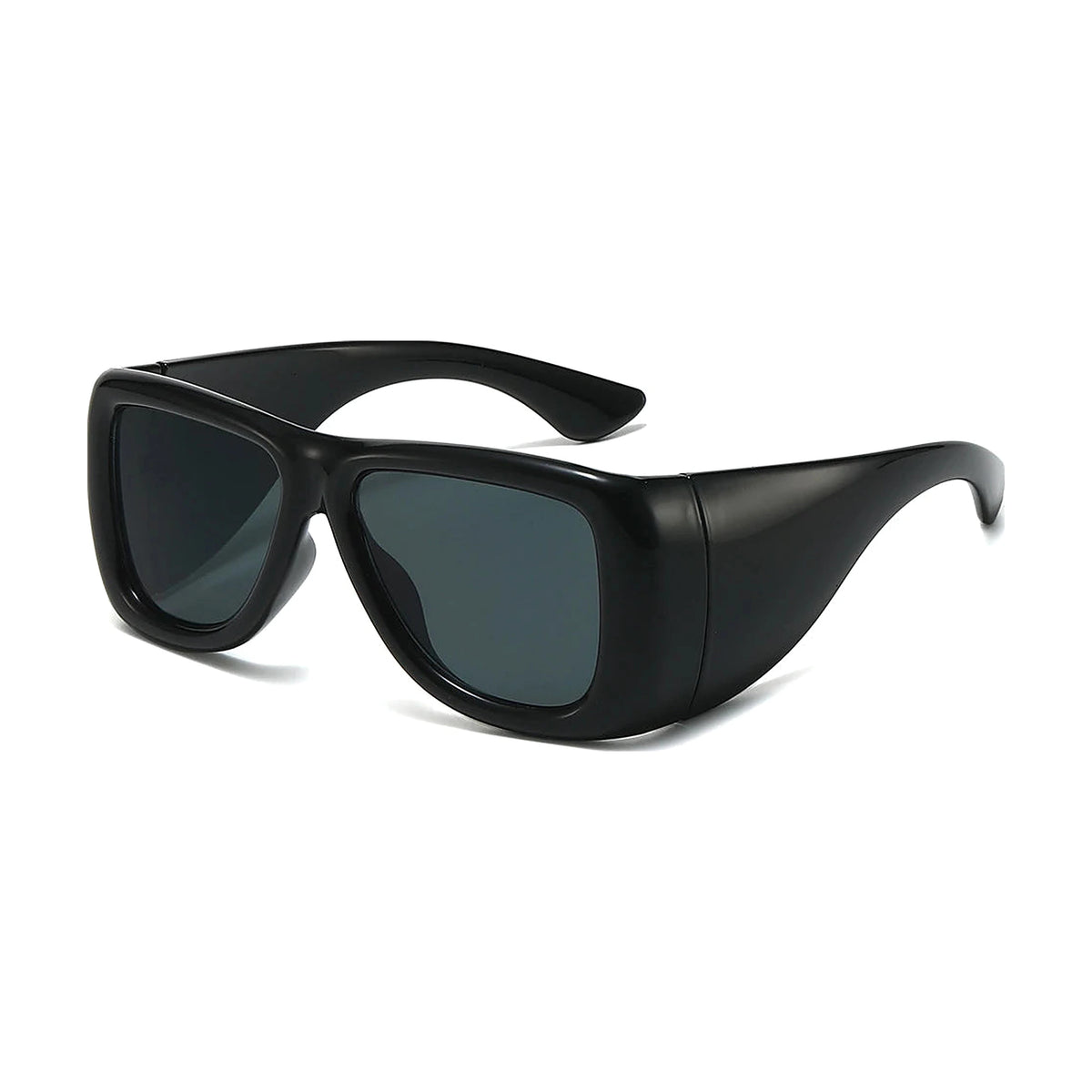 Bold Wrap Aviator Sunglasses — black front