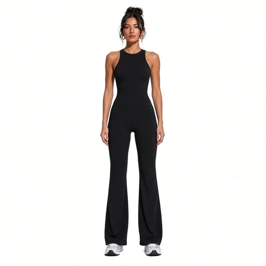 Yoga Flare Jumpsuit — Black front