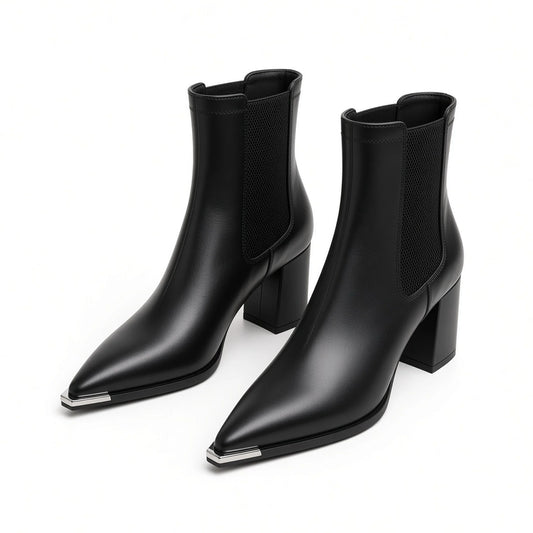Pointed Chelsea Ankle Boots — black front