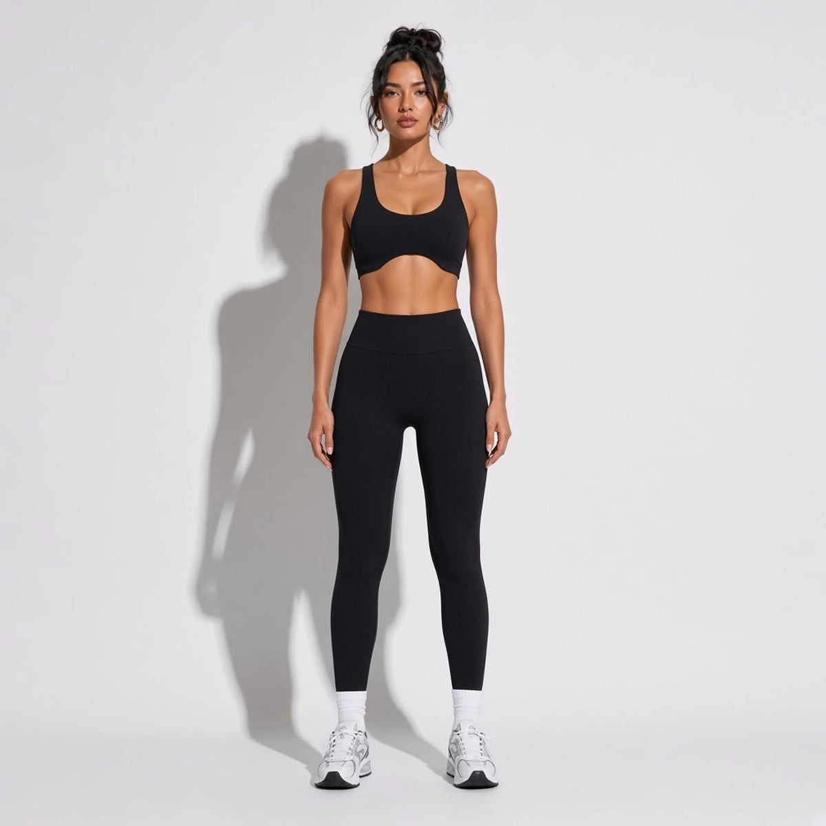 Seamless Sports Bra — Black front