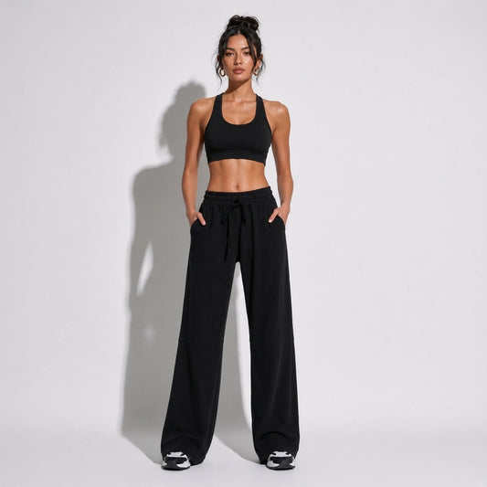 V shapped Flare Leggings Aesthetics — Black front
