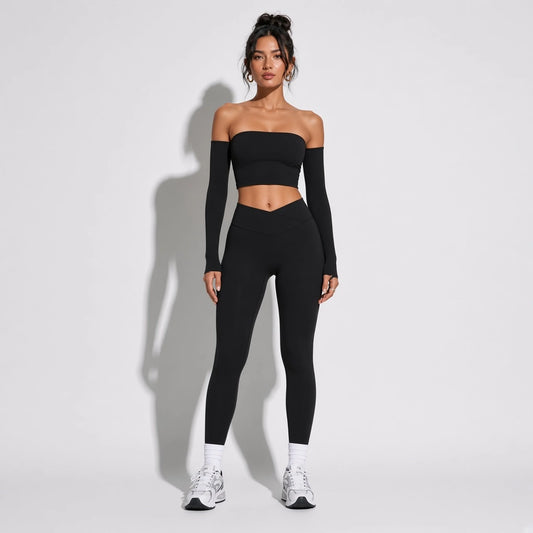 Yoga Long sleeved Fitness Top — Black front