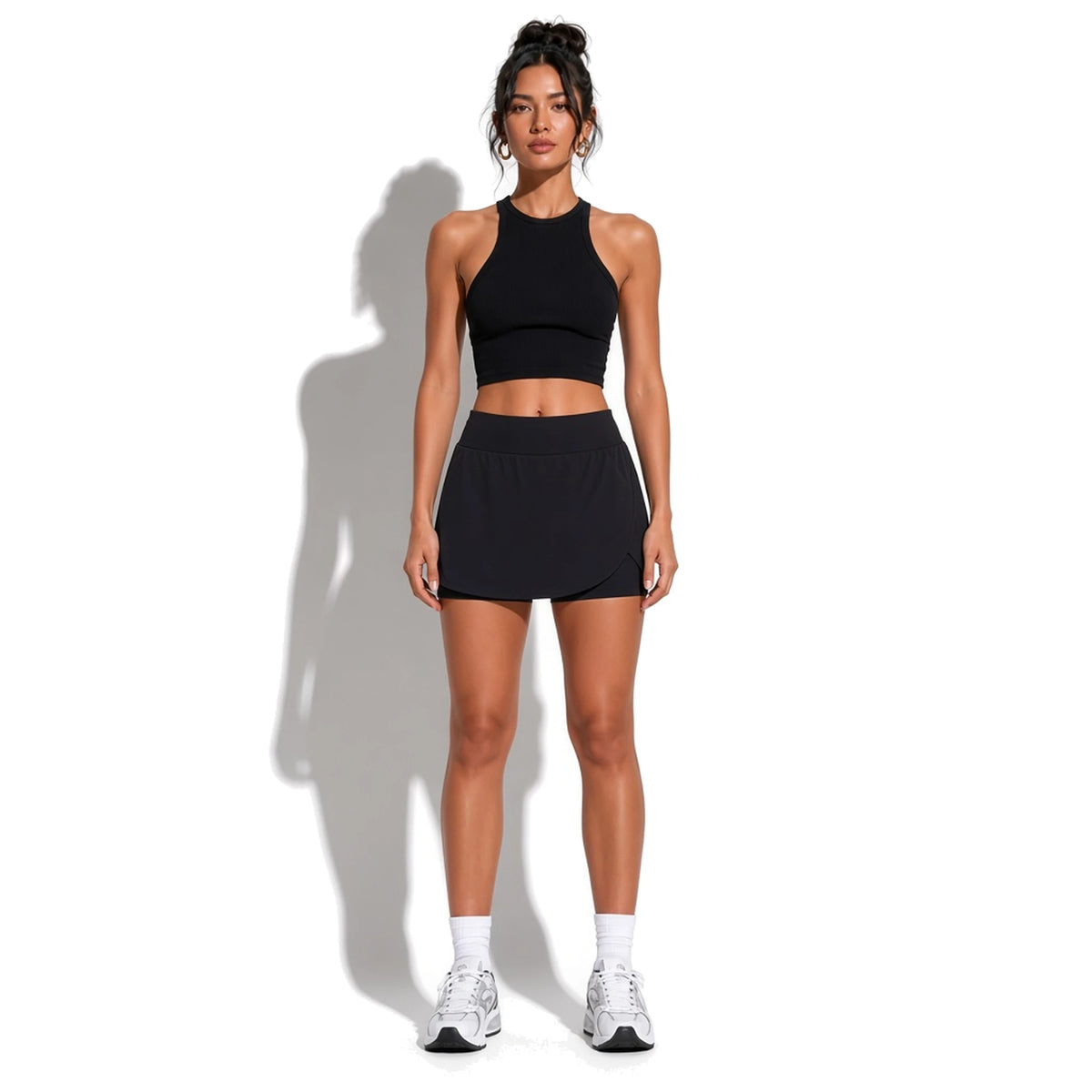 Tulip Wrap Mini Skirt — Black front
