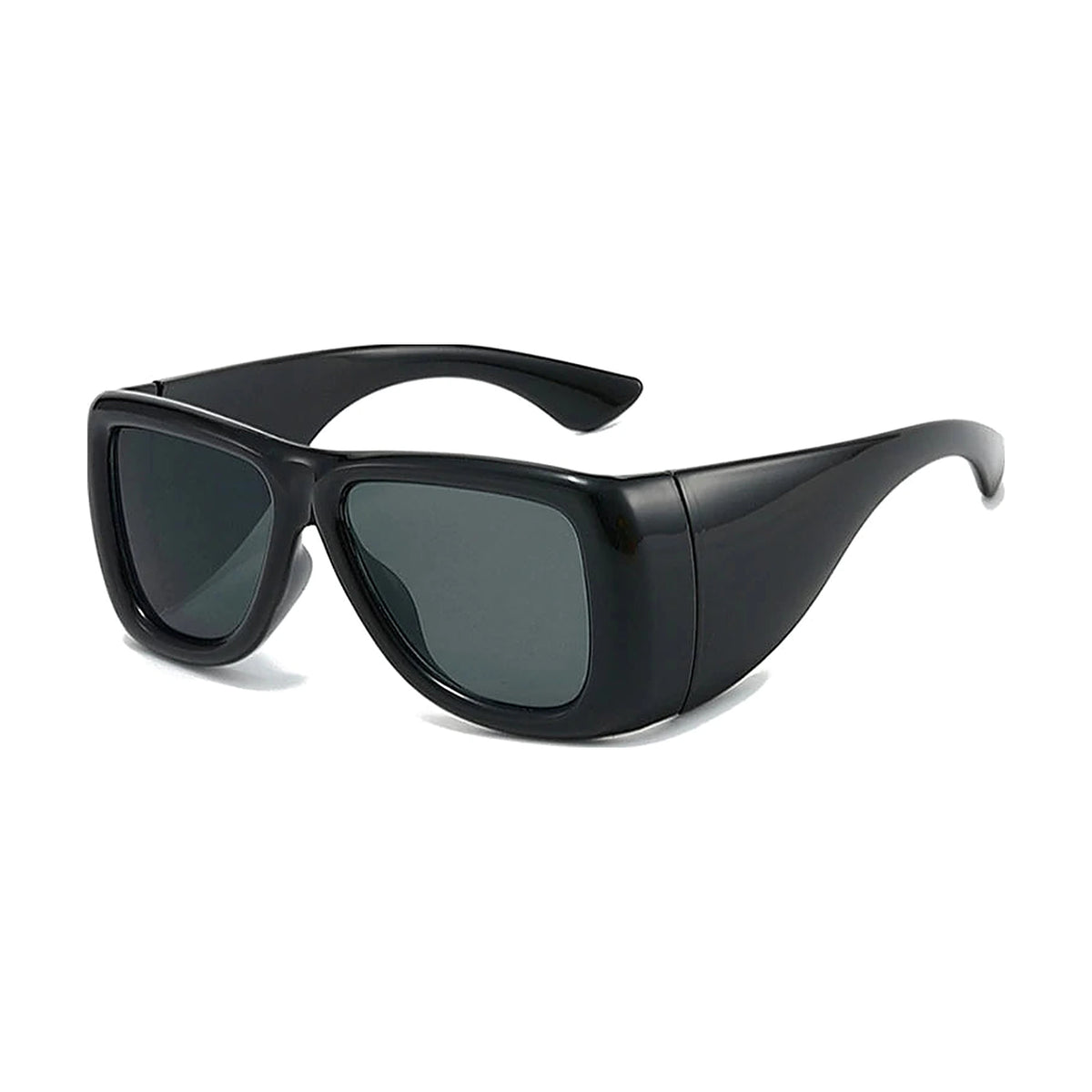 Wide-Leg Square Sunglasses — black gray front