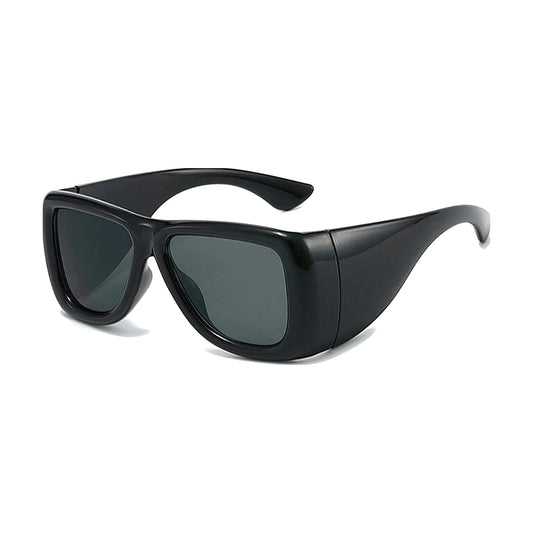 Wide-Leg Square Sunglasses — black gray front