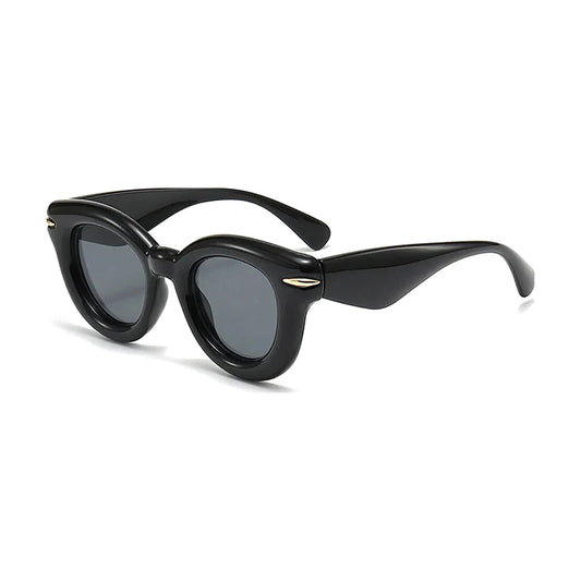 Rivet Oval Sunglasses — Black Gray front