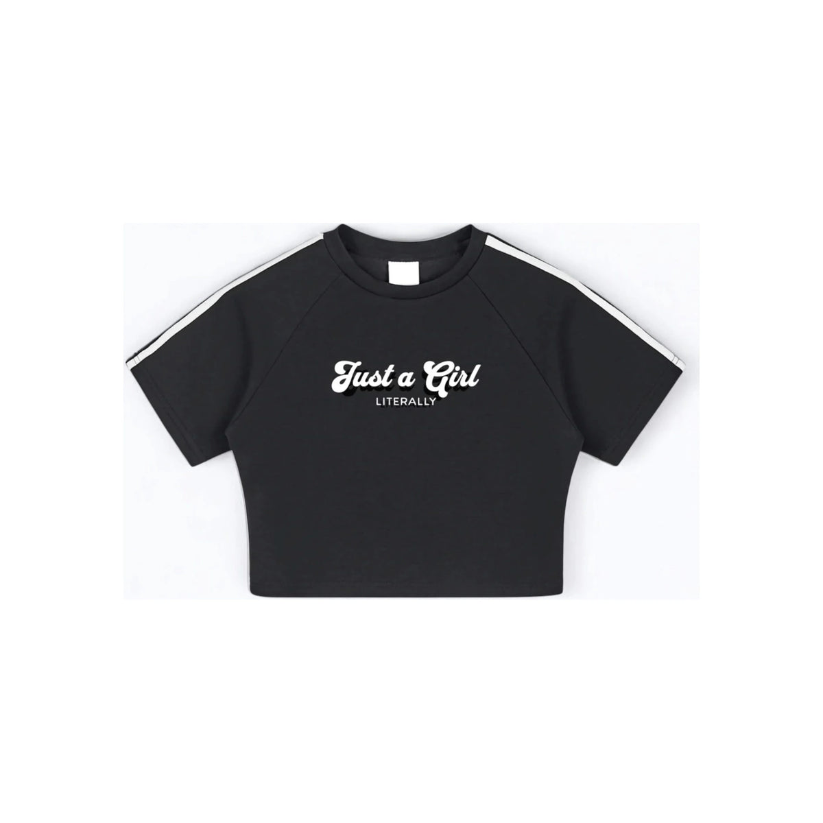 black baby tee – Active Wear Style — corrected front ghost image with standard spacing