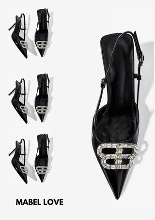 Black rhinestone heels