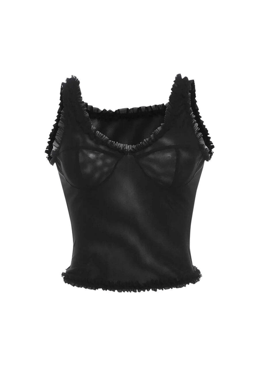 black see through ruffle sleeve top