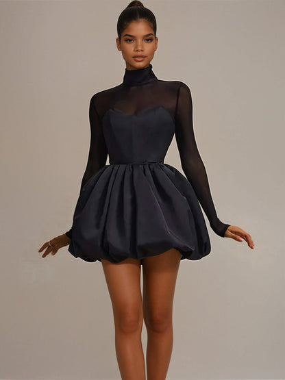 Black Sheer High-Neck Bubble Dress | Mabel Love Co. Black Sheer High-Neck Bubble Dress | Mabel Love Co.