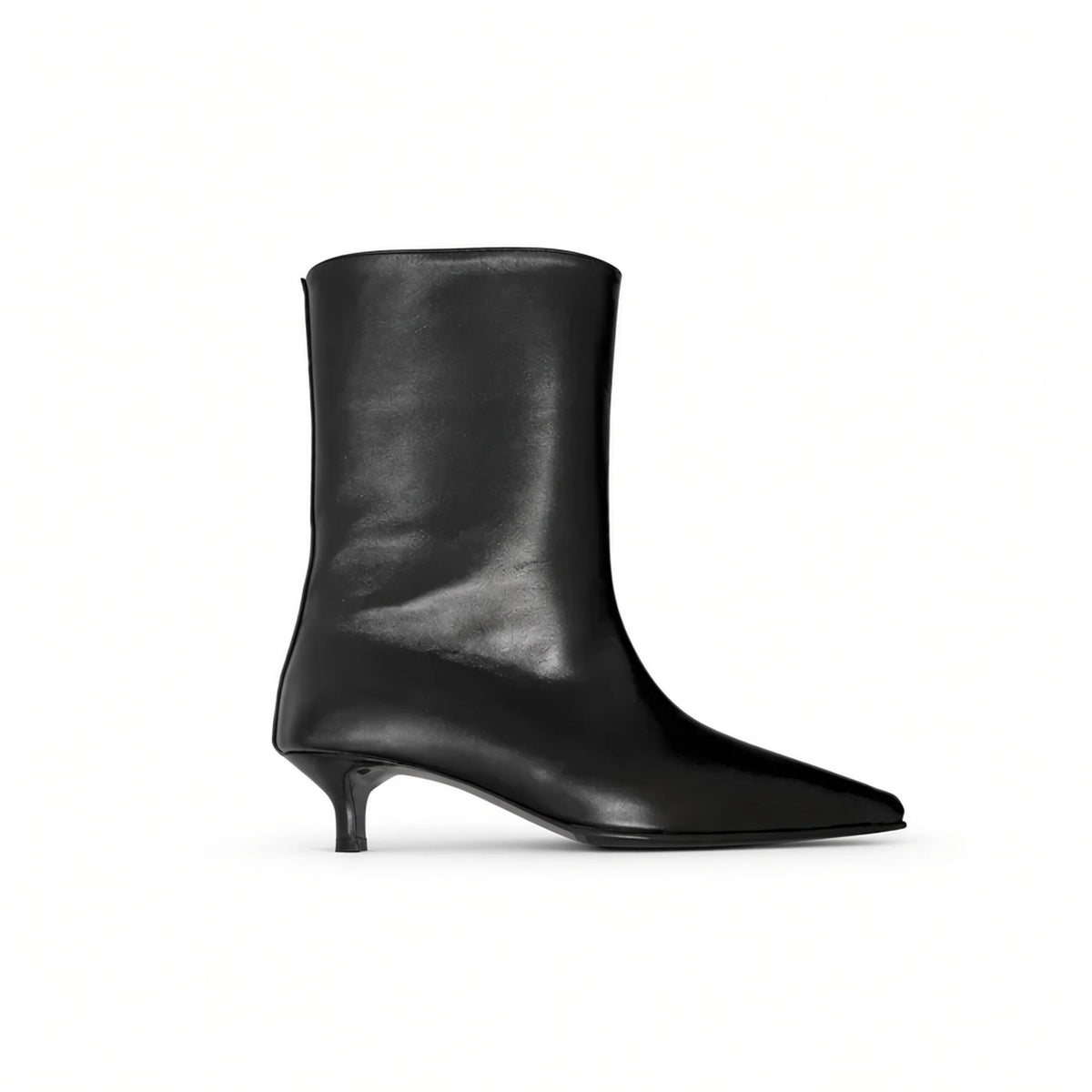 Pointed Cat Heel Boots — black side