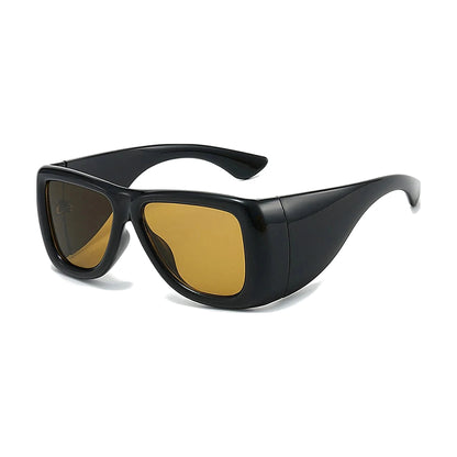 Wide-Leg Square Sunglasses — black tea front