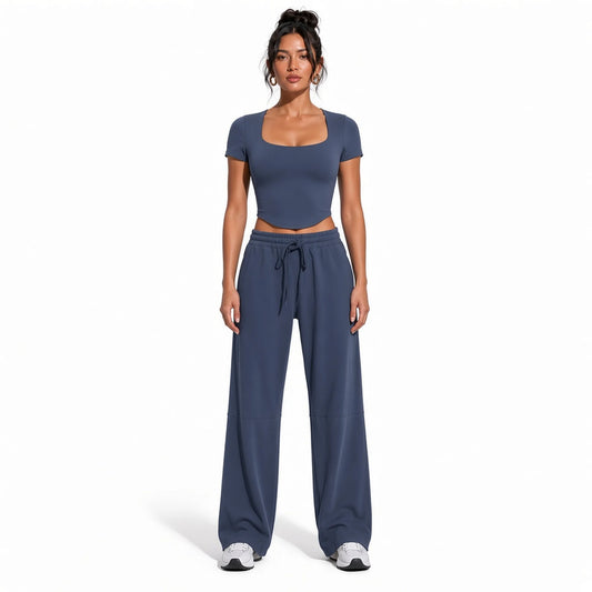 Square Crop top — Blue front