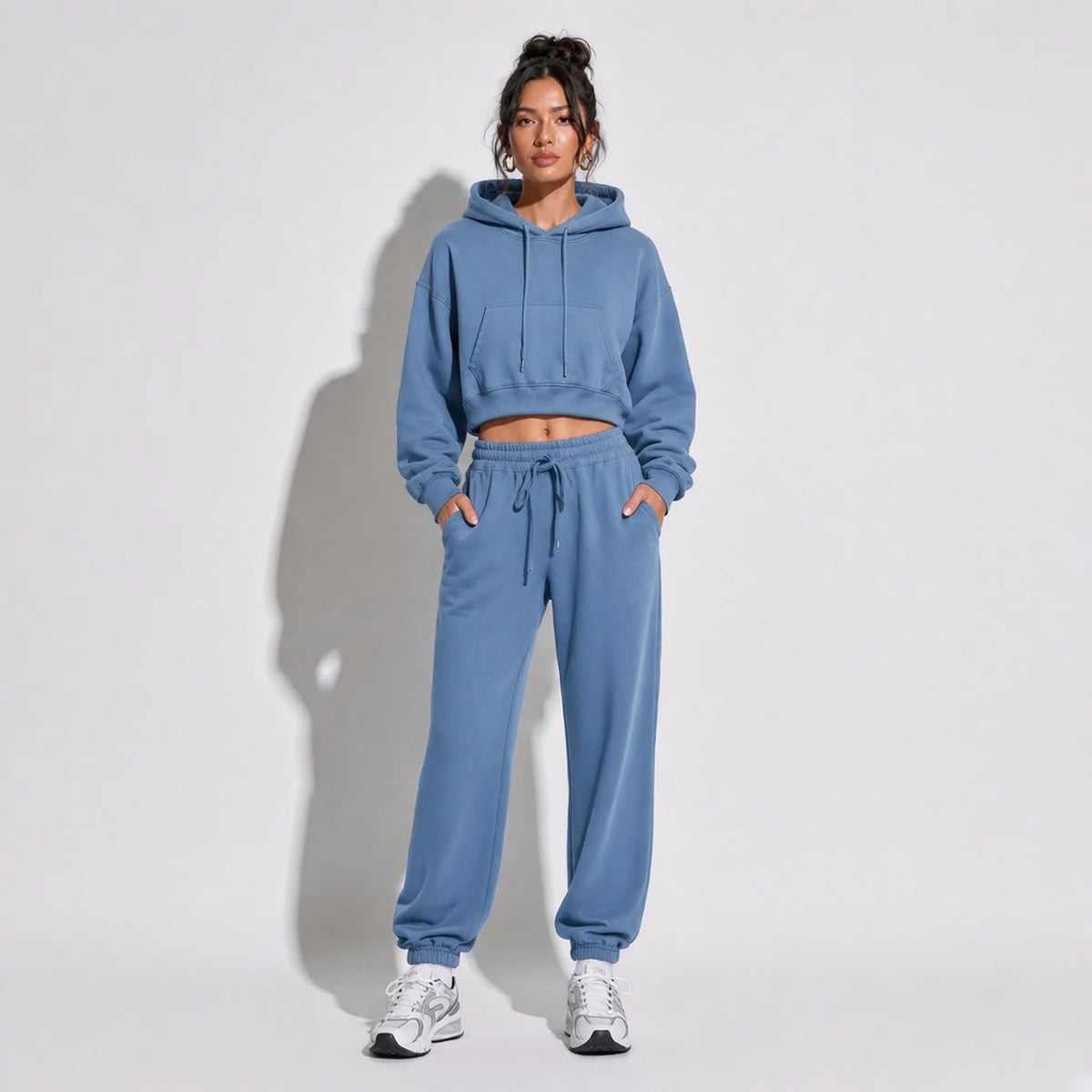 Cropped Hoodie — Blue front