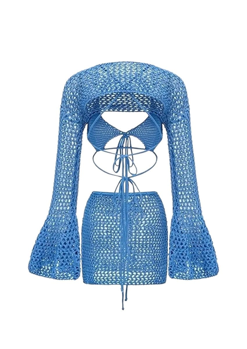 Blue Knit Cover - Up Set