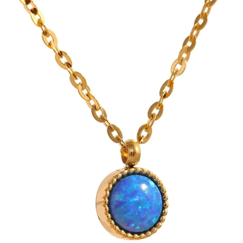 Blue Opal Pendant Necklace