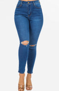 Slit Knee High Rise Skinny Jeans, [product type]