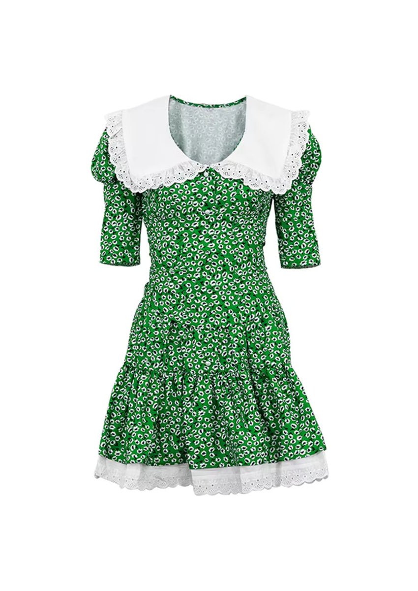 Green Bodycon Doll Collar Mini Dress