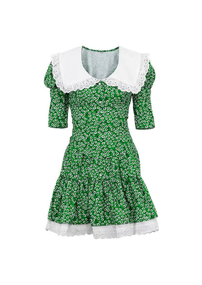 Green Bodycon Doll Collar Mini Dress