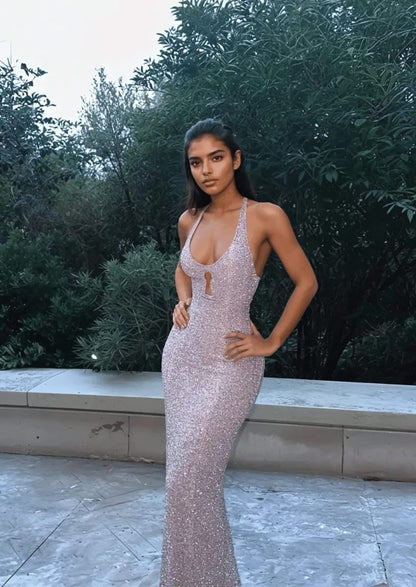 Bodycon Sequined Maxi Dress Glamorous Evening Gown | Mabel Love Co. Bodycon Sequined Maxi Dress Glamorous Evening Gown | Mabel Love Co.