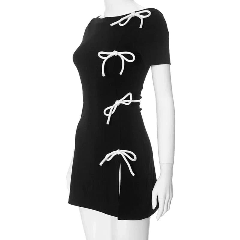 Buy Bow Side Slit Mini Dress | Mabel Love Co. Buy Bow Side Slit Mini Dress | Mabel Love Co.