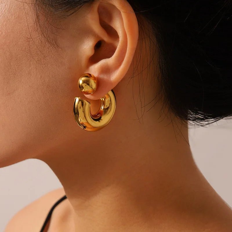 Sample wearing of Gold Brooklyn Hoop Earrings