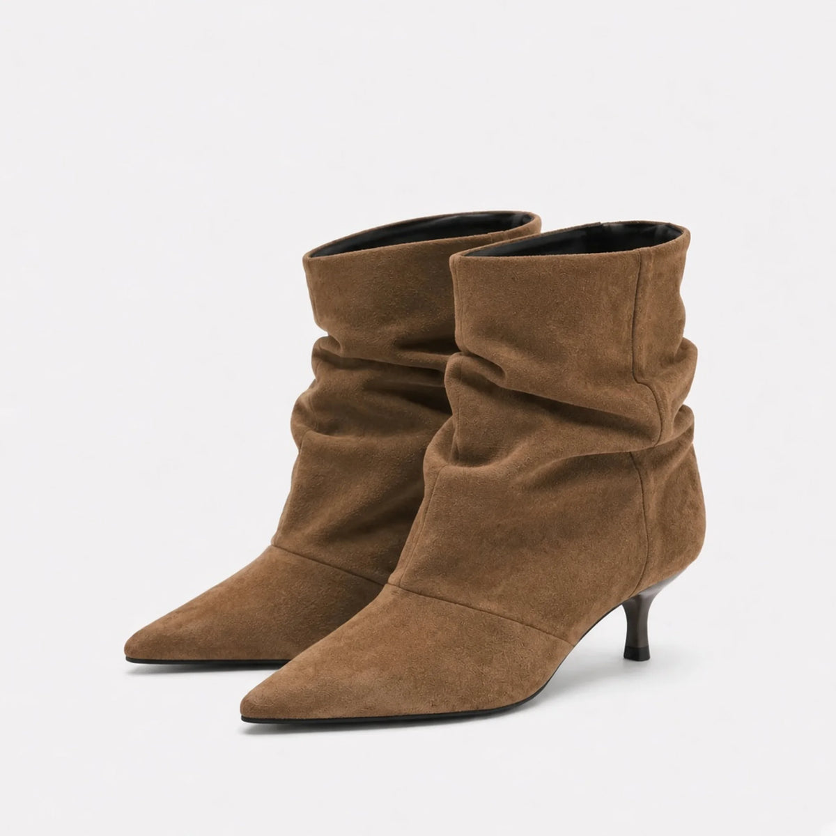 Suede Slouch Ankle Boots — brown 1 front