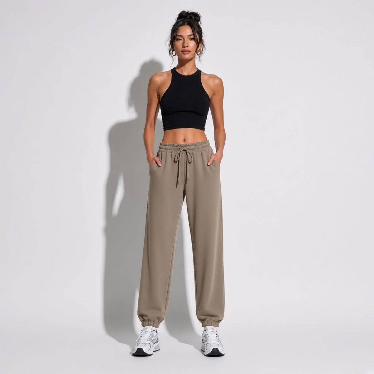 Joggers Pants — Brown front