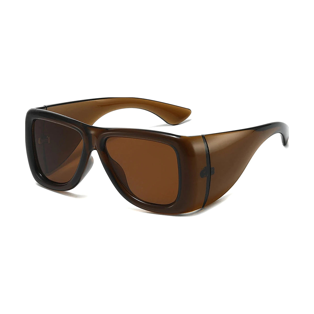 Bold Wrap Aviator Sunglasses — brown front