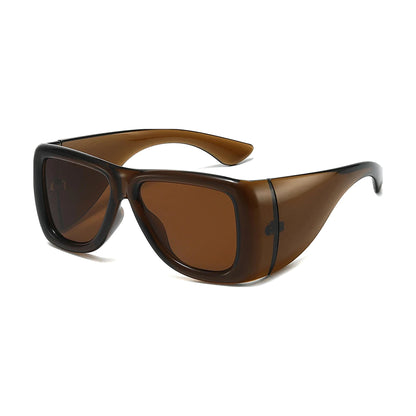 Bold Wrap Aviator Sunglasses — brown front