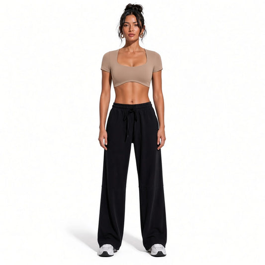 Square Crop top — Brown front