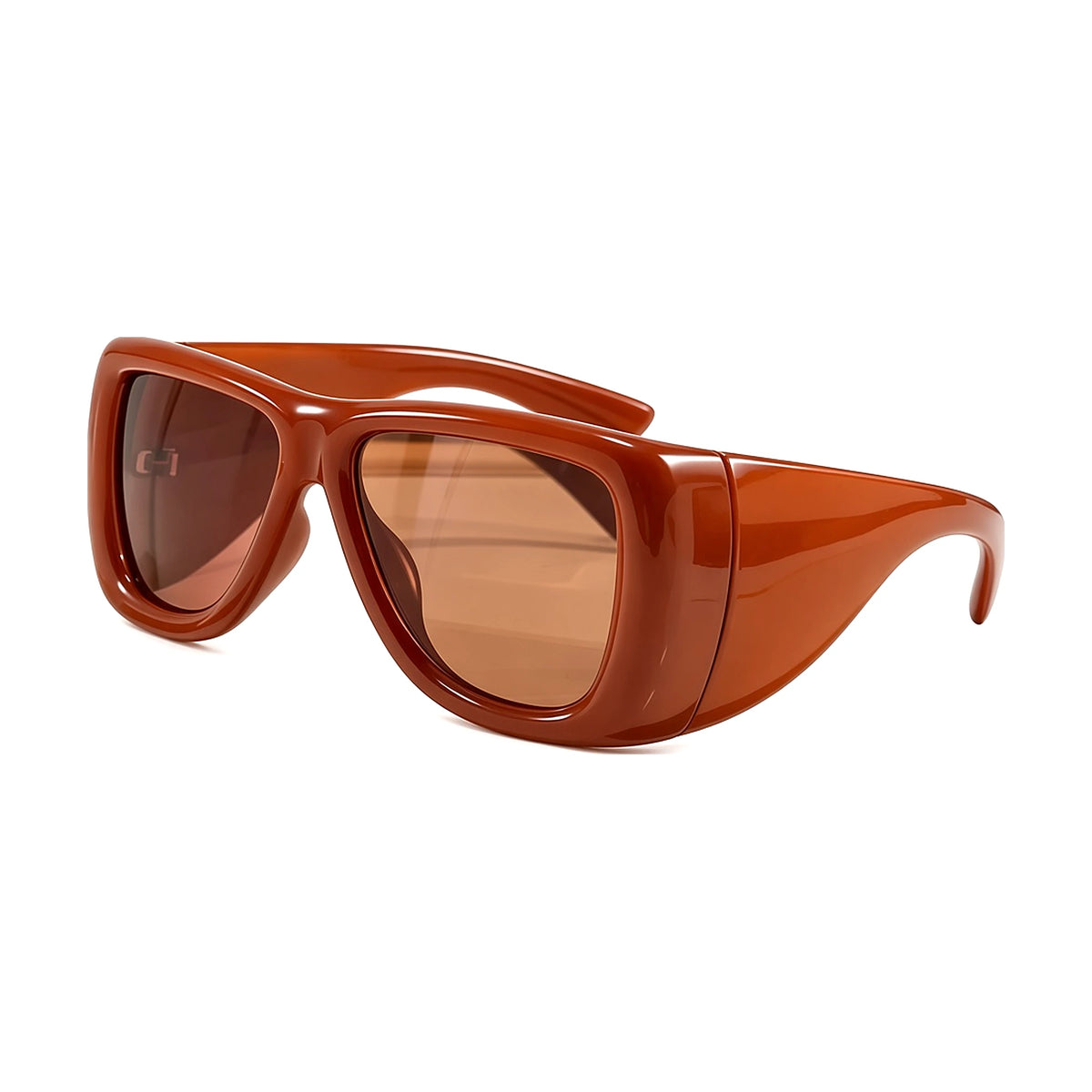 Oversized Square Sunglasses — brown red front