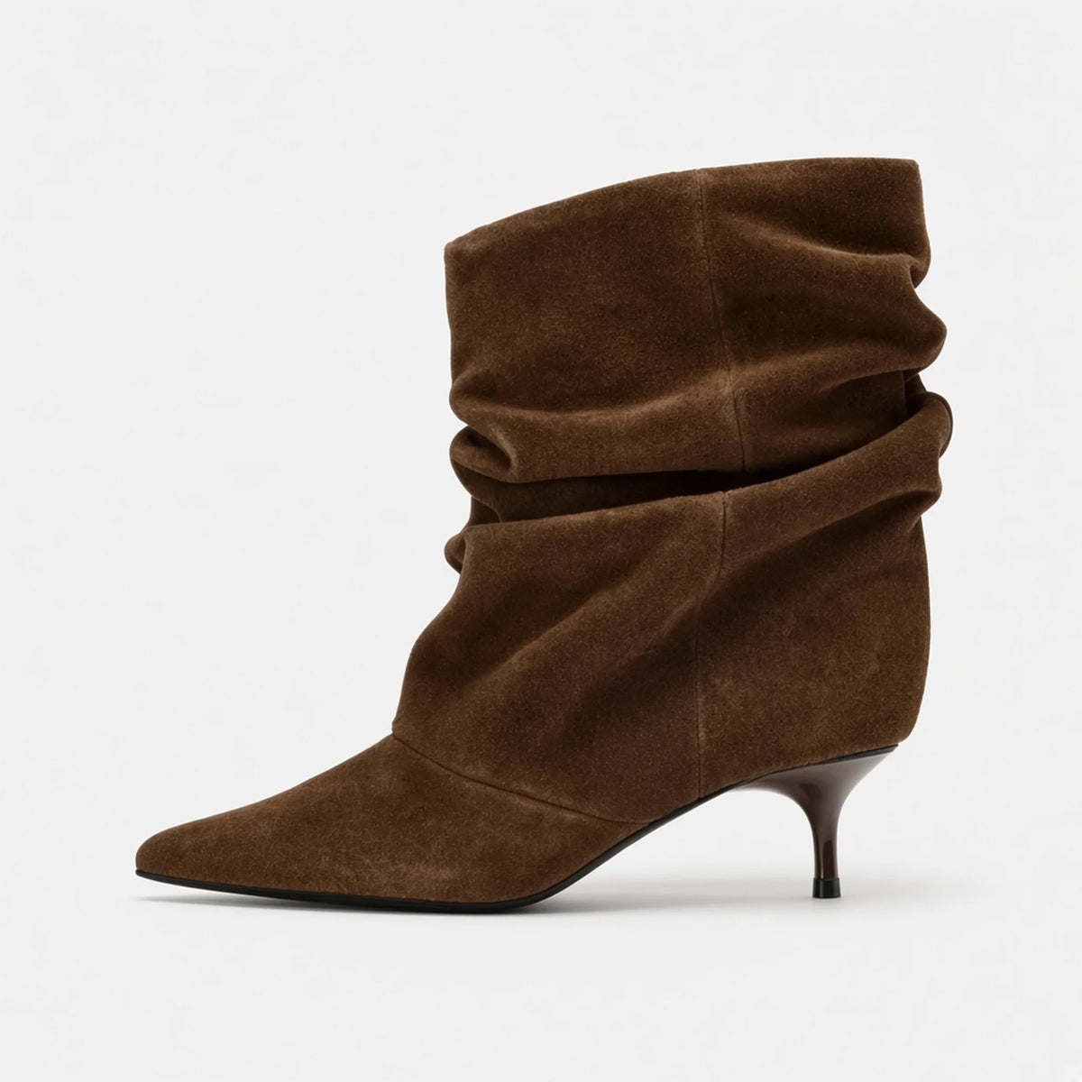 Suede Slouch Ankle Boots — brown side