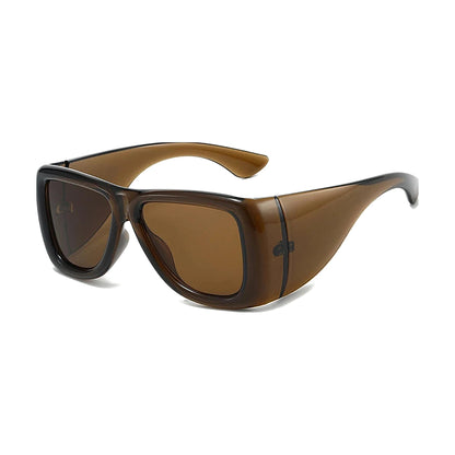 Wide-Leg Square Sunglasses — brown tea front