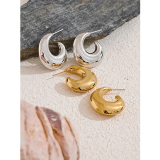 C - Shape Chunky Hoop Earrings