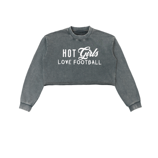 Hot Girls love Football Cropped Sweatshirt - lifestyle photo