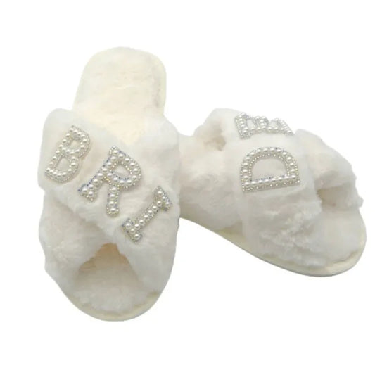 Bathroom Plush Slippers for The Bride