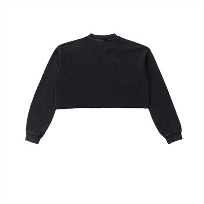 Pure Cotton Supreme Heart Washed Raw Edge Cropped Sweatshirt