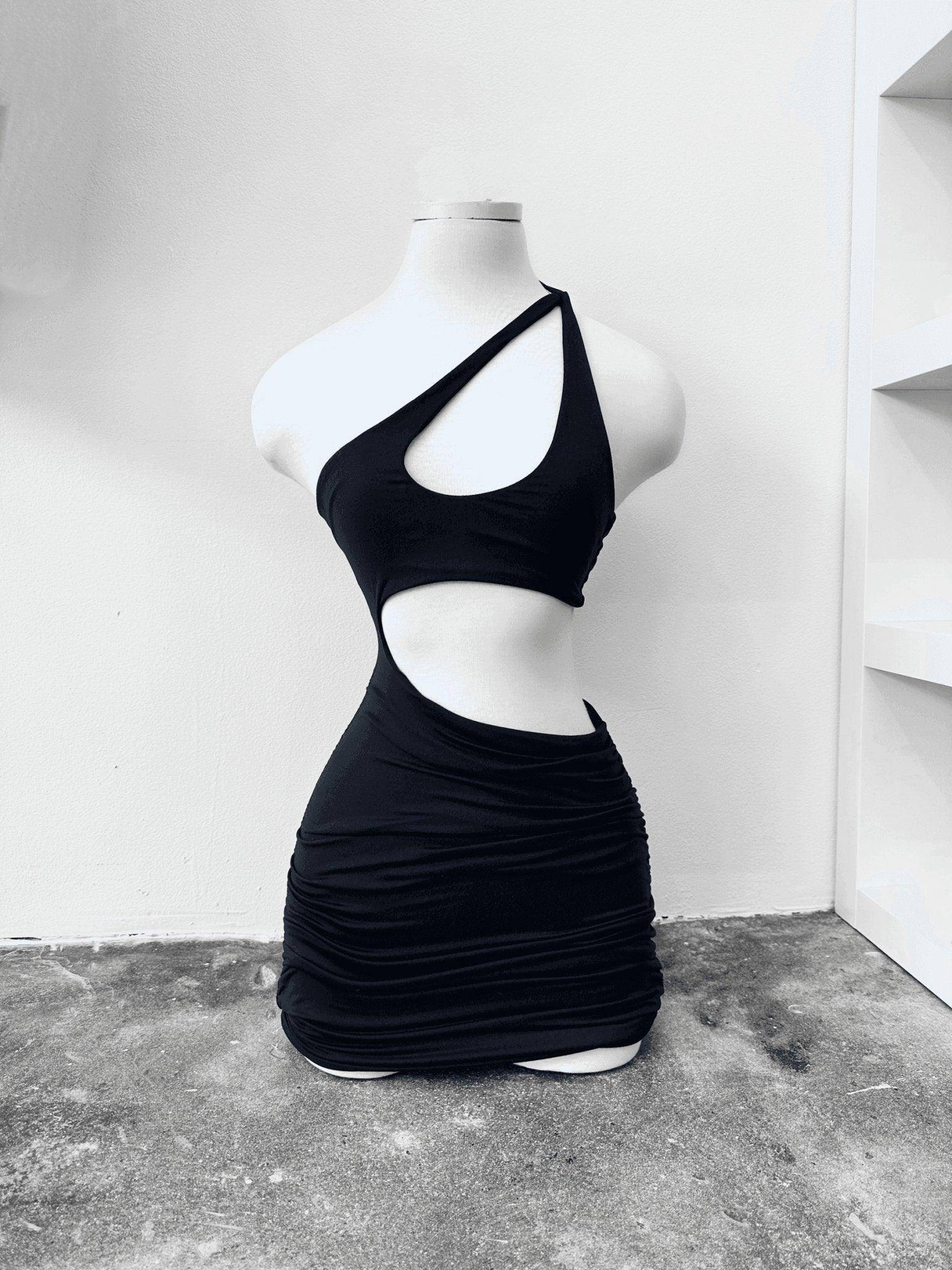 One Shoulder Cut-out Mini Dress, [product type]