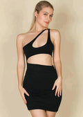 One Shoulder Cut-out Mini Dress, [product type]