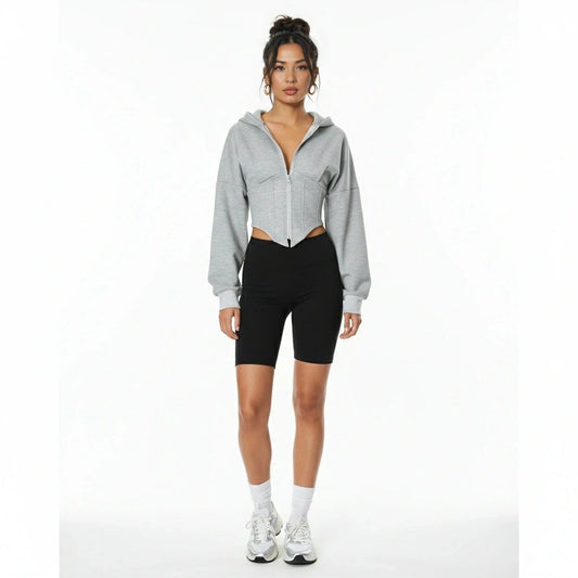 Cardigan Hoodie Jacket — grey front